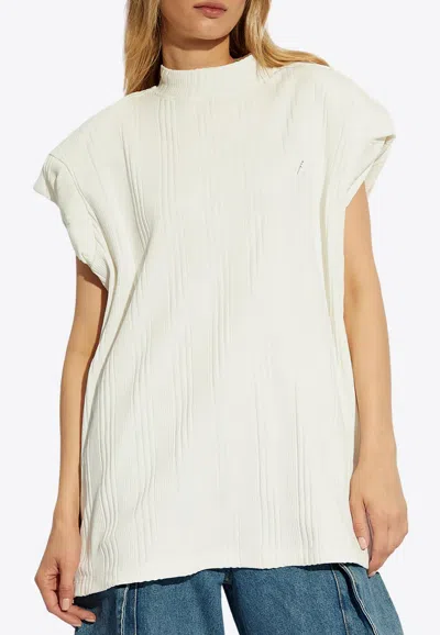 Attico Ivory Logo-raised Ribbed Top In White
