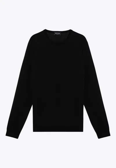 Roberto Collina Merino Wool Crewneck Sweater In Black