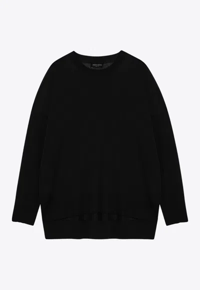 Roberto Collina Relaxed Crewneck Wool Sweater In Black