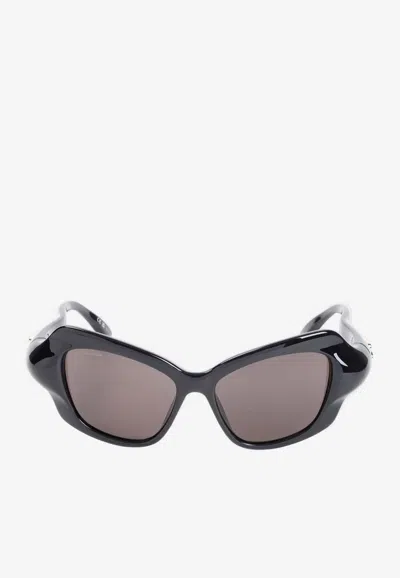 Shop Balenciaga Palazzo Cat Sunglasses In Black