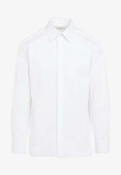Saint Laurent Straight Hem Buttoned Shirt In White