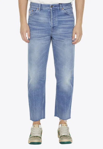 Gucci Jeans Carrot Fit In Cotone In Blue