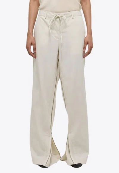 Helmut Lang Gusset Wide-leg Pants In Cream
