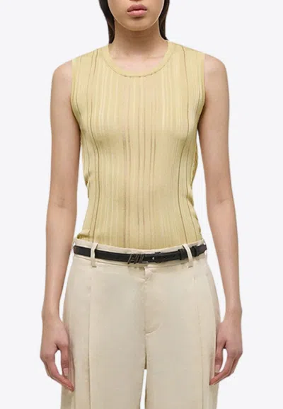 Helmut Lang Open Back Semisheer Sleeveless Sweater In Yellow