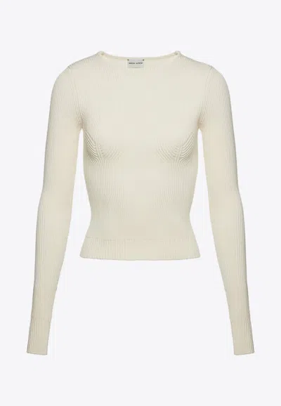 Magda Butrym '07' Ribbed Knitwear Sweater With Fitted Silhouette In Neutral