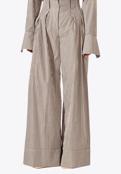 Shona Joy Jayde High-waisted Striped Pants In Navy