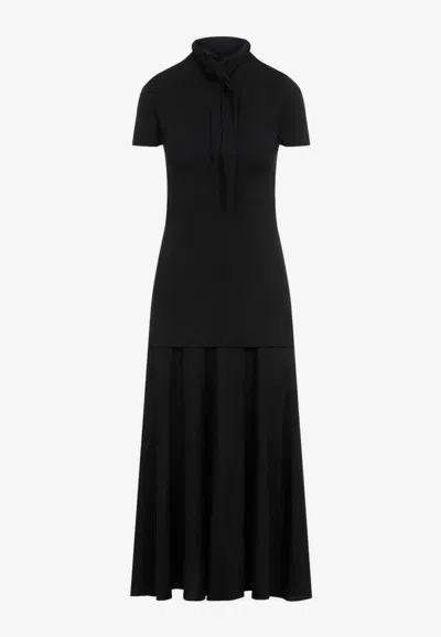 Jil Sander High-neck Viscose Midi Dress In Black