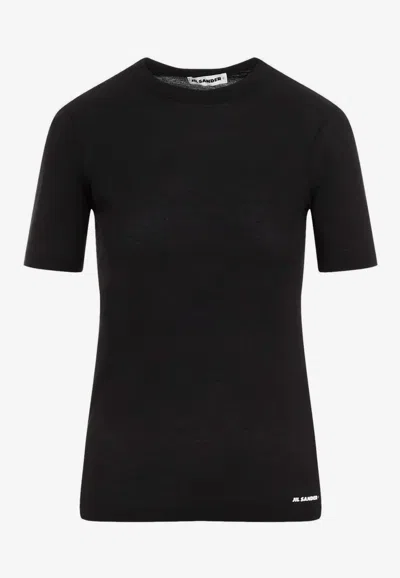 Jil Sander Logo Cotton Jersey T-shirt In Black