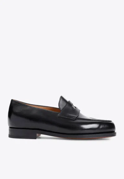 John Lobb Lopez Leather Loafers In Black