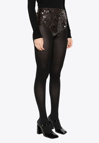 P.a.r.o.s.h Glow Sequined High-cut Mini Shorts In Brown