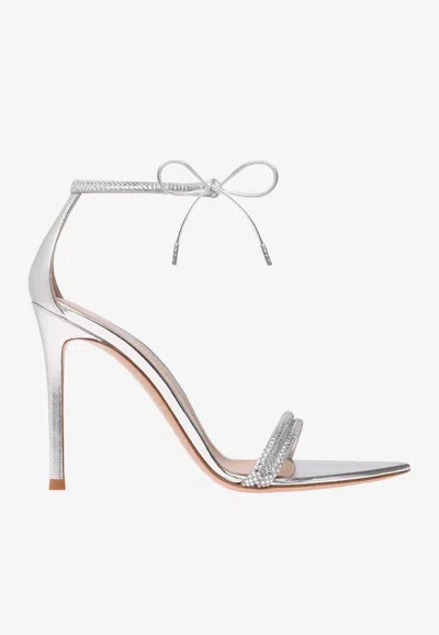 Gianvito Rossi Montecarlo Crystal-embellished Suede And Satin Sandals In Silver