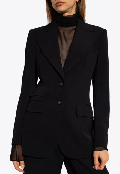 Dolce & Gabbana Ornamental Jacquard Turlington Blazer In Black