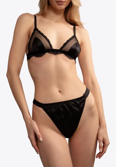 Dolce & Gabbana Black Lace Triangle Bra With Matching Inserts For Women In Black