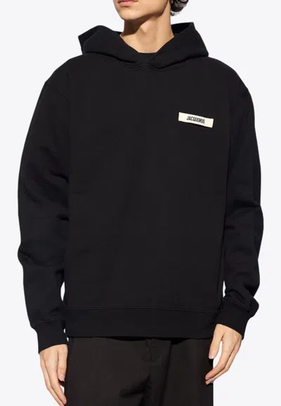 Jacquemus Gros-grain Hoodie In Black