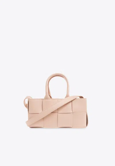 Bottega Veneta Mini East-west Arco Intrecciato Leather Tote Bag In Lotus