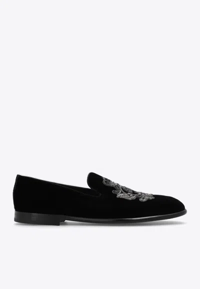 Dolce & Gabbana Man Loafers Black Size 8.5 Textile Fibers In Black