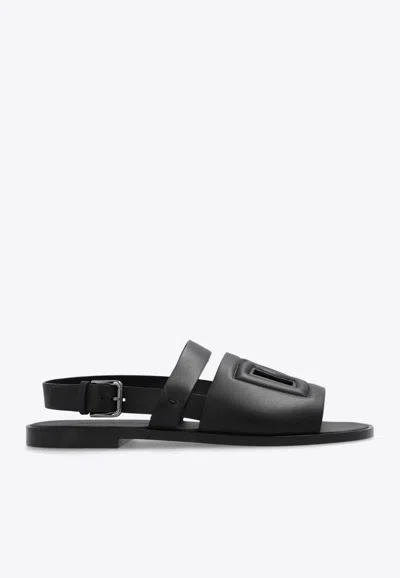 Dolce & Gabbana Dg Logo Cut-out Detailed Slides In Black