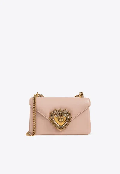 Dolce & Gabbana Devotion Nappa Leather Shoulder Bag In Pink