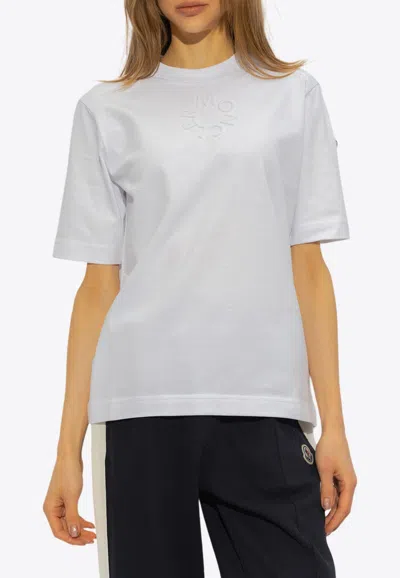 Moncler Embossed Logo Basic T-shirt In White