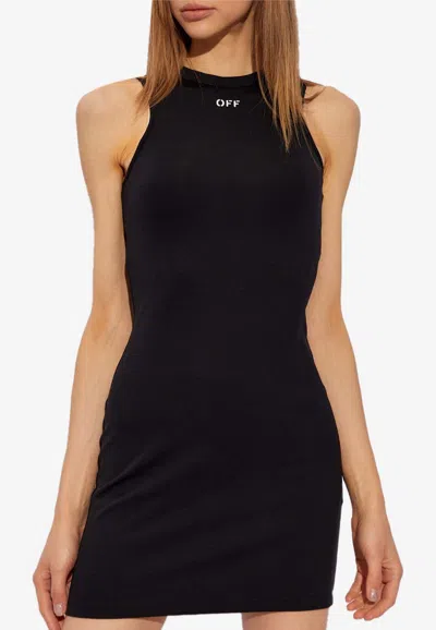Off-white Logo-print Mini Dress In Black