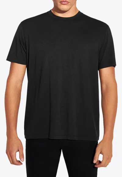 Tom Ford Black Stretch Cotton Crew Neck T-shirt In Black