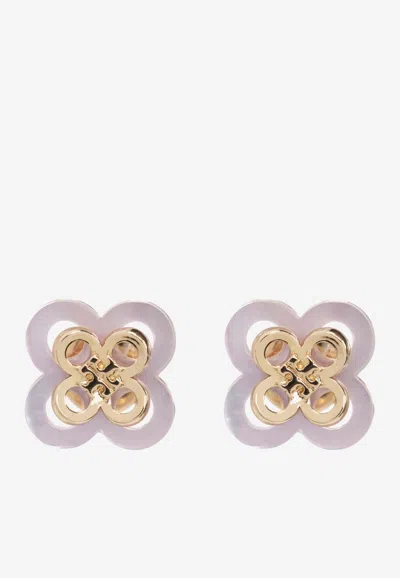 TORY BURCH KIRA ENAMEL FLOWER STUD EARRINGS 