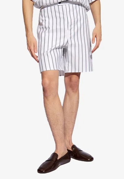 Ferragamo White & Green Informal Shorts In White