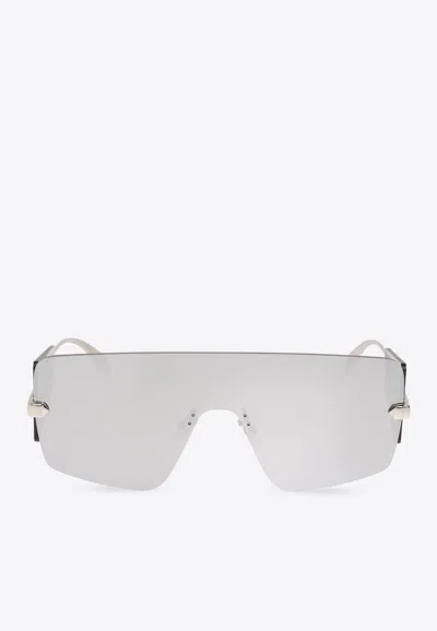 Alexander Mcqueen Eyewear Futuristic Shield Sunglasses In Gray