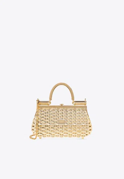 Dolce & Gabbana Sicily Box Top Handle Bag In Gold