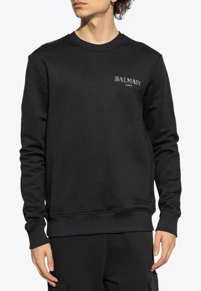 Balmain Logo-printed Crewneck Sweatshirt In Black