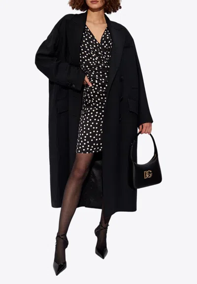 Dolce & Gabbana Micro Polka-dot Print Mini Dress In Black