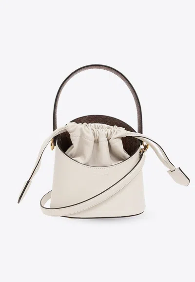 Etro Mini Saturno Leather Shoulder Bag In Cream