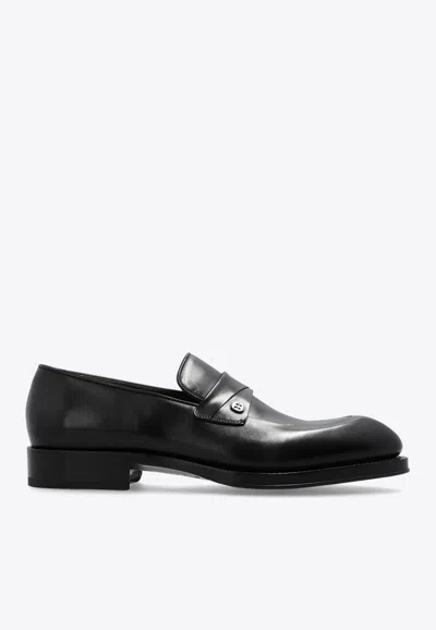Ferragamo Tramezza Leather Loafers In Black