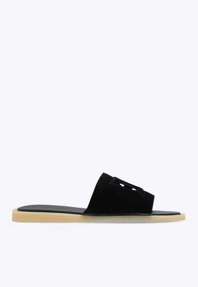 Dolce & Gabbana Pantoletten Aus Wildleder In Black