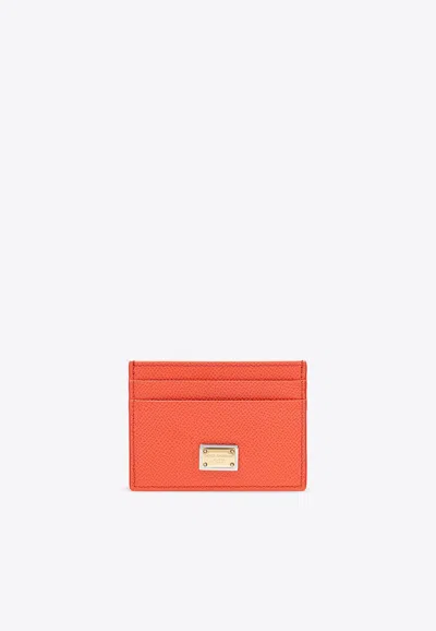 Dolce & Gabbana Tri-fold Logo Plaque Leather Wallet In Red