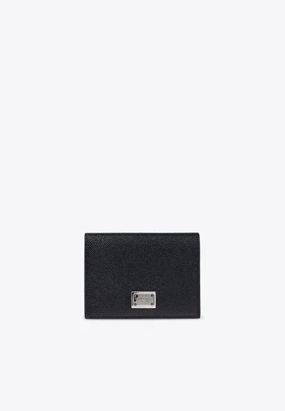 Dolce & Gabbana Bi-fold Wallet With Logo Plaque In Black