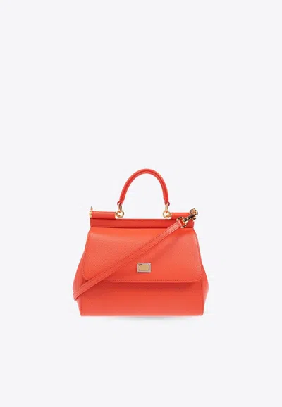 Dolce & Gabbana Medium Sicily Dauphine Leather Bag In Red
