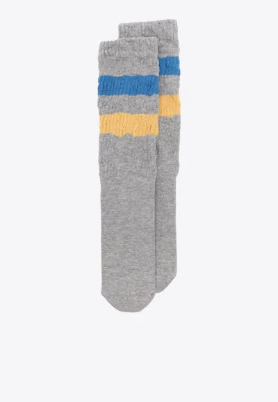 Golden Goose Db Striped Ribbed Socks In Gray