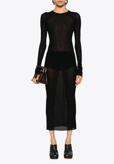 Rick Owens Ls Dress Dress In Black Viscose In Black