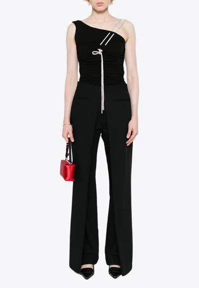 Off-white Ruched Crepe Top In Black