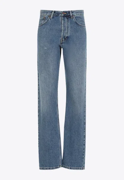 Moschino Relaxed High-waist Jeans With Classic Five-pocket Styling In Blue
