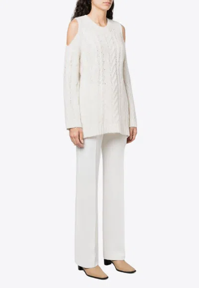 P.a.r.o.s.h Liquore Cold-shoulder Crochet Knit Sweater In White