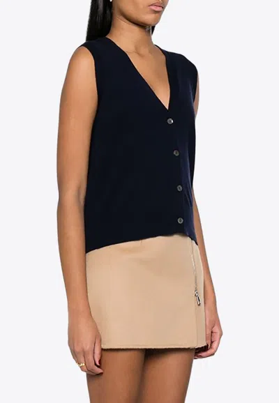 P.a.r.o.s.h Sleeveless Wool Blend Knit Vest In Blue