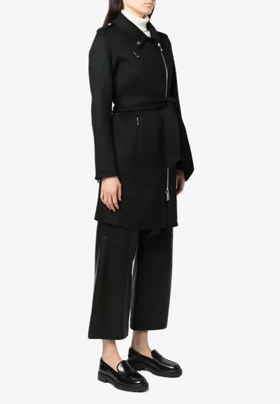 P.a.r.o.s.h Leak Off-center Zip-up Wool Coat In Black
