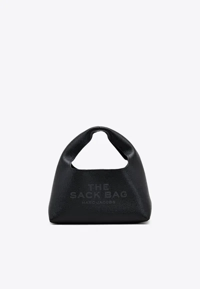 Marc Jacobs Grained Black Leather Handbag With Embossed Logo In Black