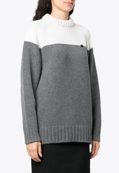 Patou Merino-blend Colour-block Jumper In Gray