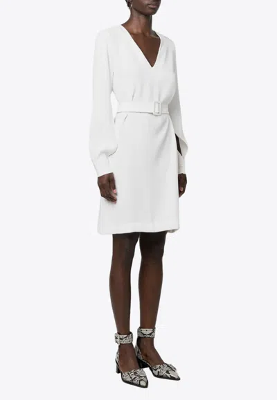 P.a.r.o.s.h V-neck Belted Mini Dress In Neutral