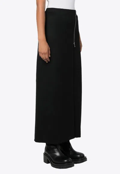 P.a.r.o.s.h Zip-up Wool Maxi Skirt In Black
