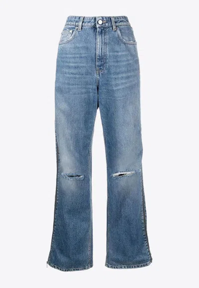 Stella Mccartney Stella Mc Cartney Straight Leg Jeans With Zippers In Blue
