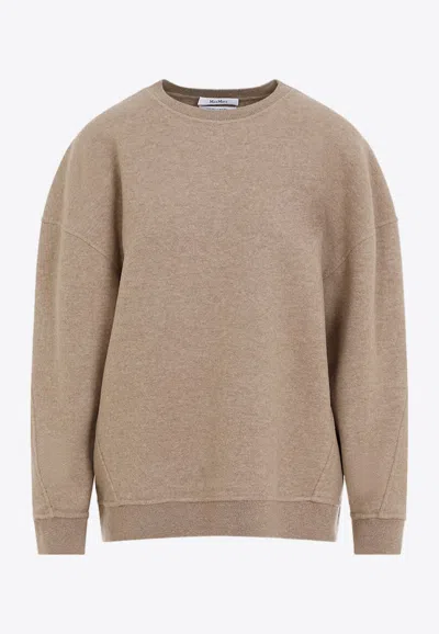 Max Mara Beige Sweatshirt In Wool And Cashmere Blend In Brown